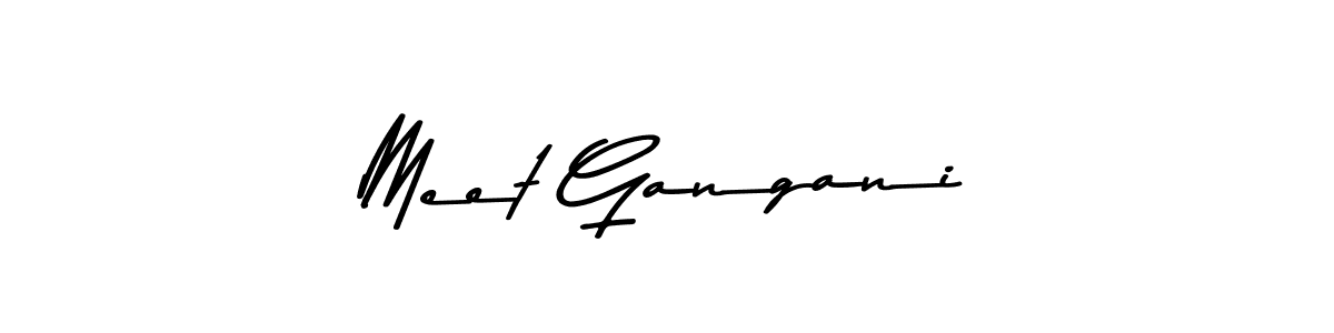 How to make Meet Gangani name signature. Use Asem Kandis PERSONAL USE style for creating short signs online. This is the latest handwritten sign. Meet Gangani signature style 9 images and pictures png