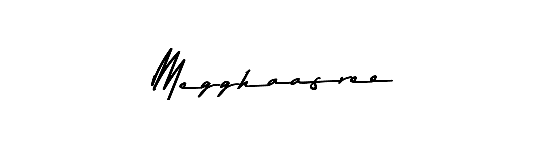 How to make Megghaasree name signature. Use Asem Kandis PERSONAL USE style for creating short signs online. This is the latest handwritten sign. Megghaasree signature style 9 images and pictures png