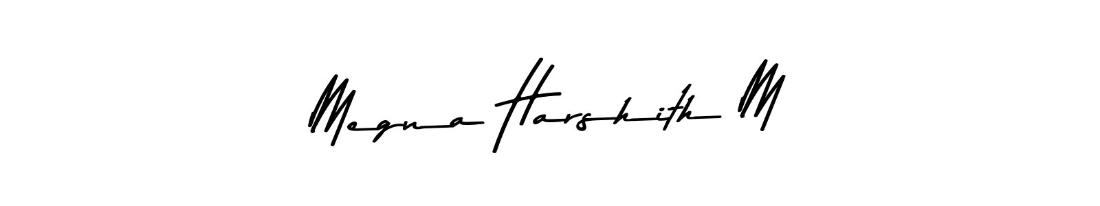 Create a beautiful signature design for name Megna Harshith M. With this signature (Asem Kandis PERSONAL USE) fonts, you can make a handwritten signature for free. Megna Harshith M signature style 9 images and pictures png