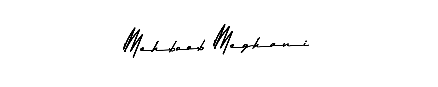 Make a beautiful signature design for name Mehboob Meghani. With this signature (Asem Kandis PERSONAL USE) style, you can create a handwritten signature for free. Mehboob Meghani signature style 9 images and pictures png