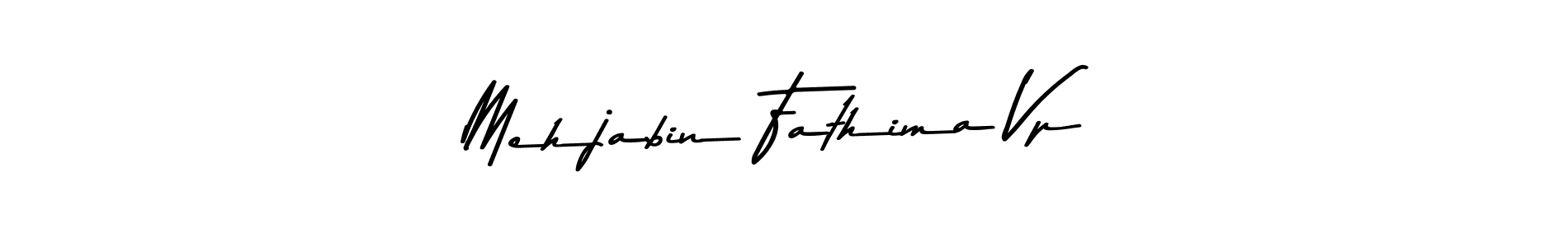 Create a beautiful signature design for name Mehjabin Fathima Vp. With this signature (Asem Kandis PERSONAL USE) fonts, you can make a handwritten signature for free. Mehjabin Fathima Vp signature style 9 images and pictures png