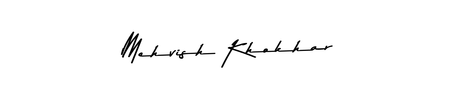 How to make Mehvish Khokhar name signature. Use Asem Kandis PERSONAL USE style for creating short signs online. This is the latest handwritten sign. Mehvish Khokhar signature style 9 images and pictures png