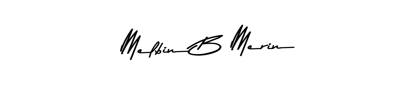 How to make Melbin B Merin name signature. Use Asem Kandis PERSONAL USE style for creating short signs online. This is the latest handwritten sign. Melbin B Merin signature style 9 images and pictures png