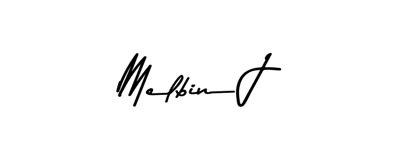 How to make Melbin J name signature. Use Asem Kandis PERSONAL USE style for creating short signs online. This is the latest handwritten sign. Melbin J signature style 9 images and pictures png