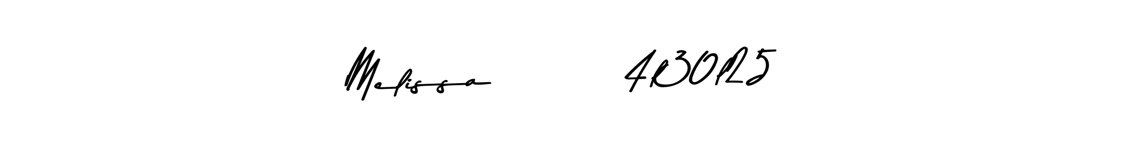 How to make Melissa        4l30l25 name signature. Use Asem Kandis PERSONAL USE style for creating short signs online. This is the latest handwritten sign. Melissa        4l30l25 signature style 9 images and pictures png