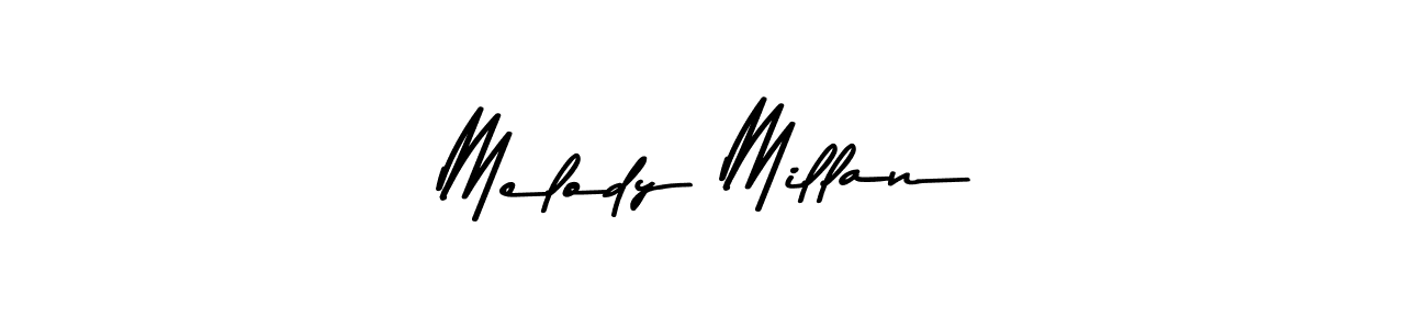 How to make Melody Millan name signature. Use Asem Kandis PERSONAL USE style for creating short signs online. This is the latest handwritten sign. Melody Millan signature style 9 images and pictures png