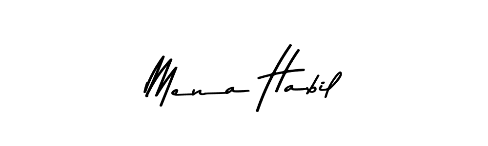 How to make Mena Habil name signature. Use Asem Kandis PERSONAL USE style for creating short signs online. This is the latest handwritten sign. Mena Habil signature style 9 images and pictures png