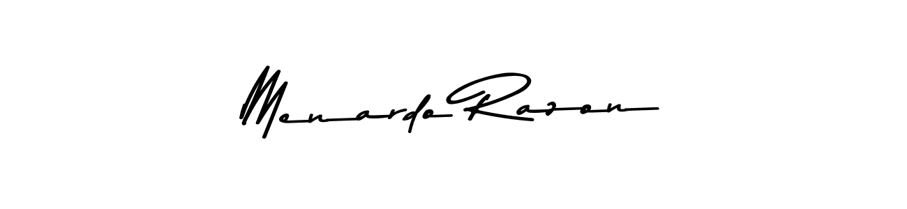 Design your own signature with our free online signature maker. With this signature software, you can create a handwritten (Asem Kandis PERSONAL USE) signature for name Menardo Razon. Menardo Razon signature style 9 images and pictures png