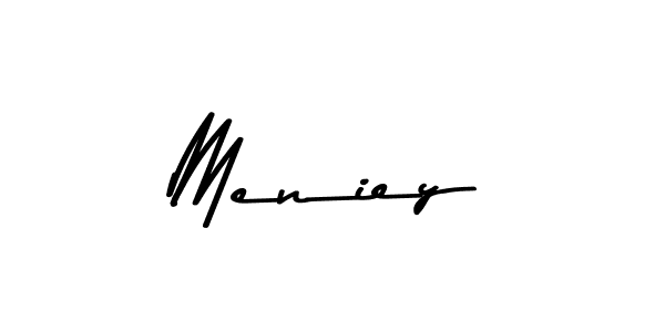 How to make Meniey name signature. Use Asem Kandis PERSONAL USE style for creating short signs online. This is the latest handwritten sign. Meniey signature style 9 images and pictures png