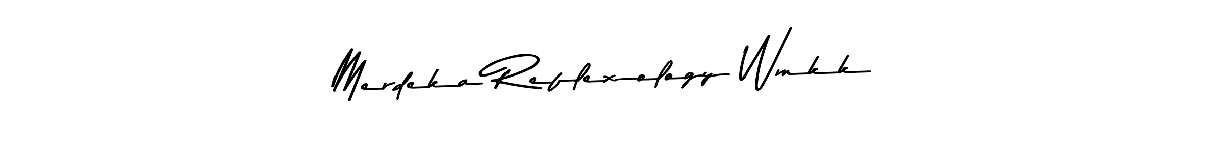 How to make Merdeka Reflexology Wmkk name signature. Use Asem Kandis PERSONAL USE style for creating short signs online. This is the latest handwritten sign. Merdeka Reflexology Wmkk signature style 9 images and pictures png