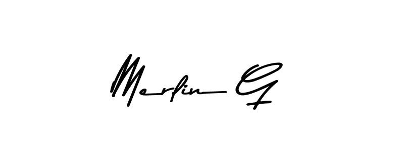 Make a beautiful signature design for name Merlin G. With this signature (Asem Kandis PERSONAL USE) style, you can create a handwritten signature for free. Merlin G signature style 9 images and pictures png