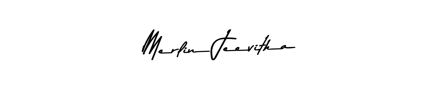 Merlin Jeevitha stylish signature style. Best Handwritten Sign (Asem Kandis PERSONAL USE) for my name. Handwritten Signature Collection Ideas for my name Merlin Jeevitha. Merlin Jeevitha signature style 9 images and pictures png