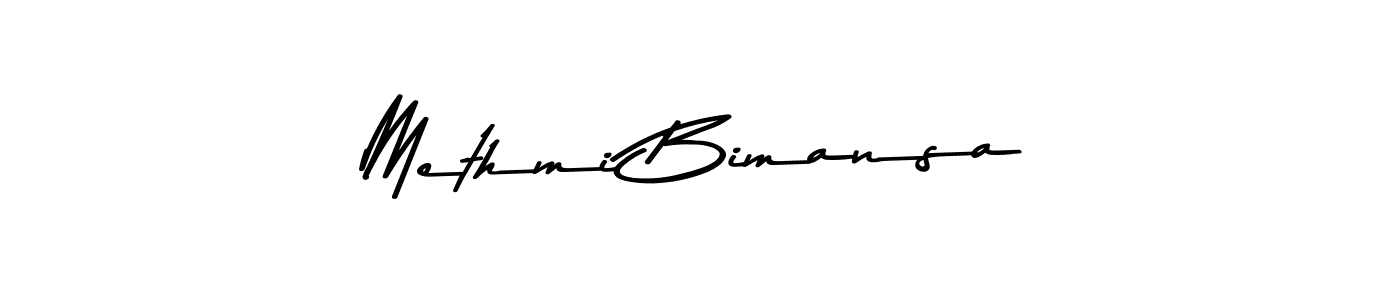 How to make Methmi Bimansa name signature. Use Asem Kandis PERSONAL USE style for creating short signs online. This is the latest handwritten sign. Methmi Bimansa signature style 9 images and pictures png