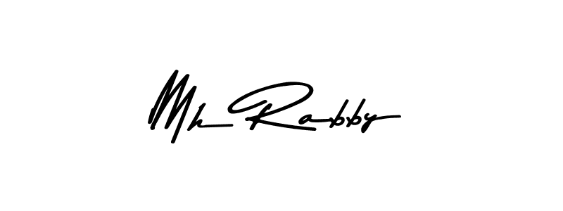 if you are searching for the best signature style for your name Mh Rabby. so please give up your signature search. here we have designed multiple signature styles  using Asem Kandis PERSONAL USE. Mh Rabby signature style 9 images and pictures png