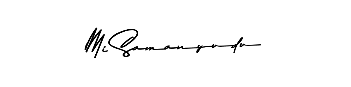 The best way (Asem Kandis PERSONAL USE) to make a short signature is to pick only two or three words in your name. The name Mi Samanyudu include a total of six letters. For converting this name. Mi Samanyudu signature style 9 images and pictures png