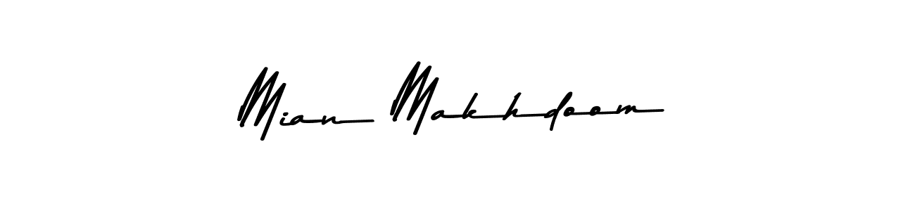 How to make Mian Makhdoom name signature. Use Asem Kandis PERSONAL USE style for creating short signs online. This is the latest handwritten sign. Mian Makhdoom signature style 9 images and pictures png