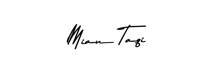 How to make Mian Taqi name signature. Use Asem Kandis PERSONAL USE style for creating short signs online. This is the latest handwritten sign. Mian Taqi signature style 9 images and pictures png