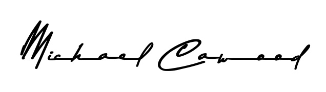 Create a personalized artistic stamp with Michael Cawood in Asem Kandis PERSONAL USE font. Perfect for visual artists, designers, and influencers. Michael Cawood signature style 9 images and pictures png