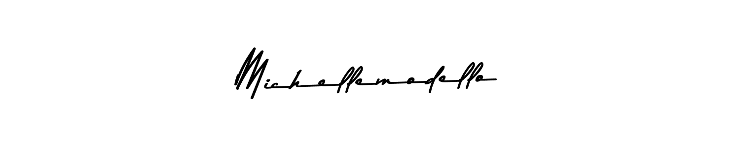 Create a beautiful signature design for name Michellemodello. With this signature (Asem Kandis PERSONAL USE) fonts, you can make a handwritten signature for free. Michellemodello signature style 9 images and pictures png