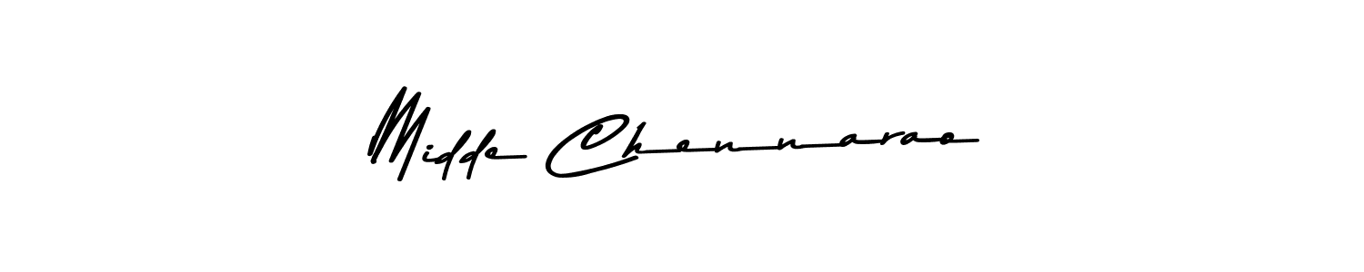 How to make Midde Chennarao name signature. Use Asem Kandis PERSONAL USE style for creating short signs online. This is the latest handwritten sign. Midde Chennarao signature style 9 images and pictures png