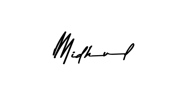 Design your own signature with our free online signature maker. With this signature software, you can create a handwritten (Asem Kandis PERSONAL USE) signature for name Midhul. Midhul signature style 9 images and pictures png