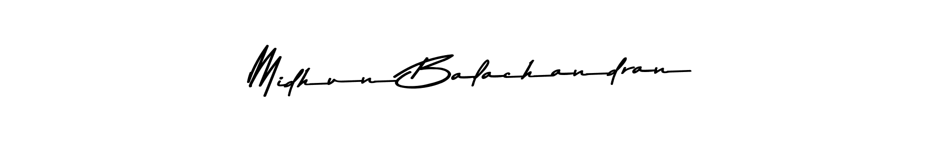 How to make Midhun Balachandran name signature. Use Asem Kandis PERSONAL USE style for creating short signs online. This is the latest handwritten sign. Midhun Balachandran signature style 9 images and pictures png