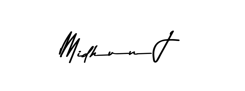 Asem Kandis PERSONAL USE is a professional signature style that is perfect for those who want to add a touch of class to their signature. It is also a great choice for those who want to make their signature more unique. Get Midhun J name to fancy signature for free. Midhun J signature style 9 images and pictures png