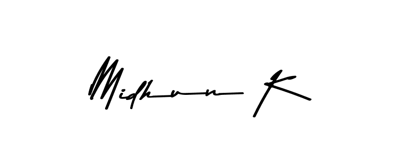 The best way (Asem Kandis PERSONAL USE) to make a short signature is to pick only two or three words in your name. The name Midhun K include a total of six letters. For converting this name. Midhun K signature style 9 images and pictures png