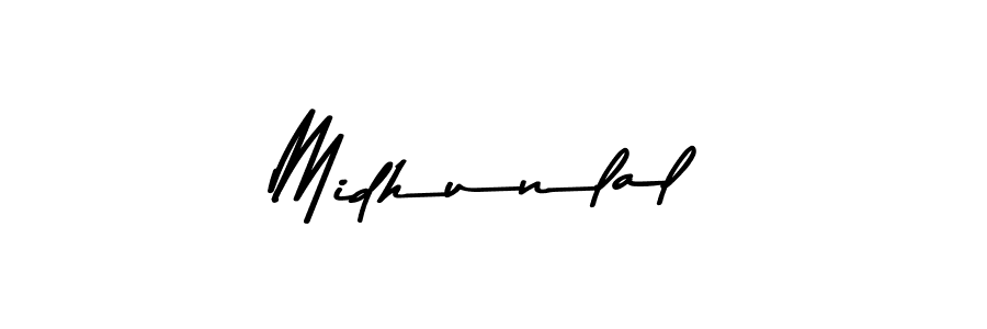 Make a beautiful signature design for name Midhunlal. With this signature (Asem Kandis PERSONAL USE) style, you can create a handwritten signature for free. Midhunlal signature style 9 images and pictures png