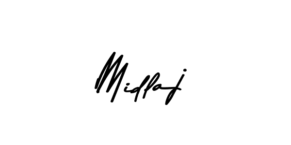 How to make Midlaj name signature. Use Asem Kandis PERSONAL USE style for creating short signs online. This is the latest handwritten sign. Midlaj signature style 9 images and pictures png