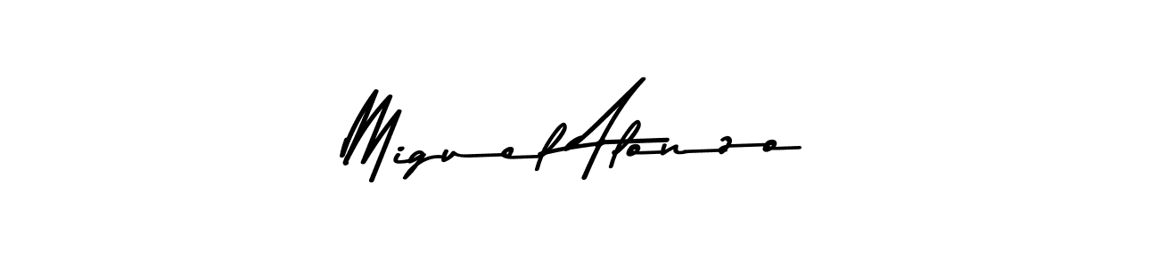 Make a beautiful signature design for name Miguel Alonzo. With this signature (Asem Kandis PERSONAL USE) style, you can create a handwritten signature for free. Miguel Alonzo signature style 9 images and pictures png