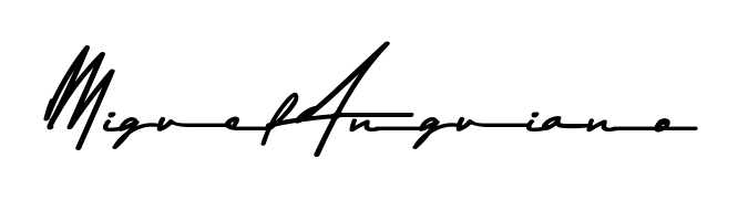 A stylish, flowing autograph style designed for name Miguel Anguiano using Asem Kandis PERSONAL USE typography. Perfect for digital creative projects. Miguel Anguiano signature style 9 images and pictures png