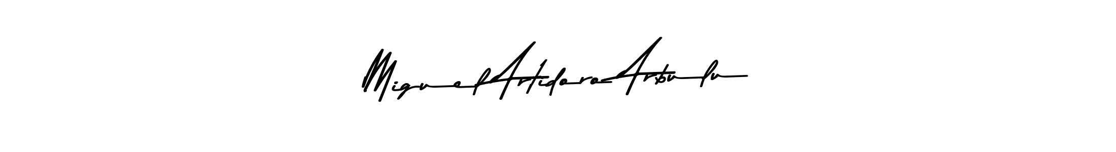 Create a beautiful signature design for name Miguel Artidoro Arbulu. With this signature (Asem Kandis PERSONAL USE) fonts, you can make a handwritten signature for free. Miguel Artidoro Arbulu signature style 9 images and pictures png
