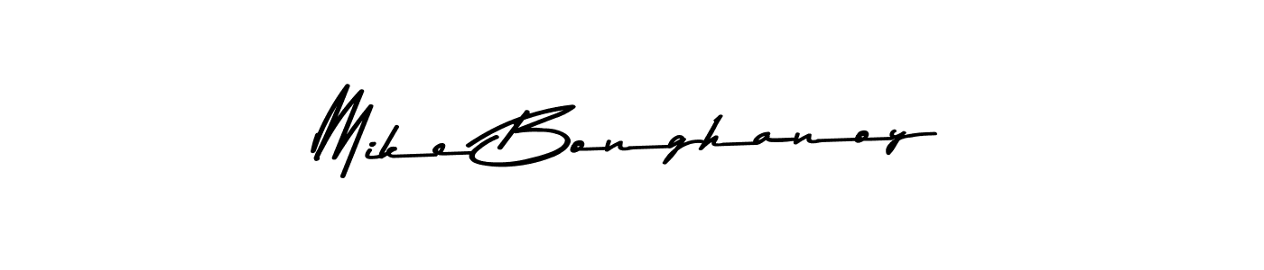 How to make Mike Bonghanoy name signature. Use Asem Kandis PERSONAL USE style for creating short signs online. This is the latest handwritten sign. Mike Bonghanoy signature style 9 images and pictures png