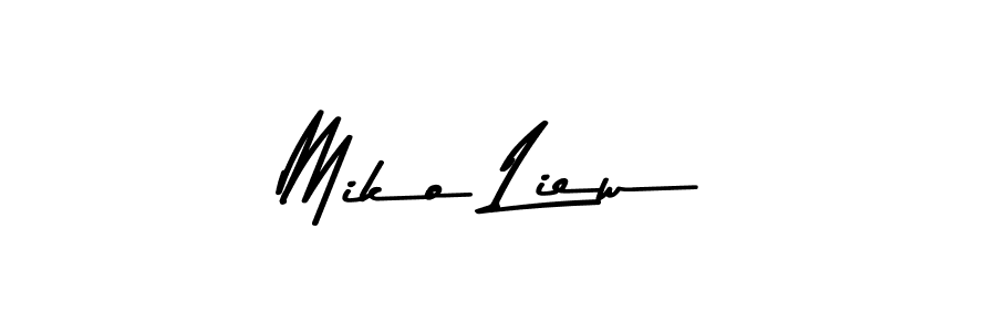 Create a beautiful signature design for name Miko Liew. With this signature (Asem Kandis PERSONAL USE) fonts, you can make a handwritten signature for free. Miko Liew signature style 9 images and pictures png