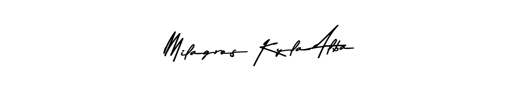 if you are searching for the best signature style for your name Milagros Kyla Alba. so please give up your signature search. here we have designed multiple signature styles  using Asem Kandis PERSONAL USE. Milagros Kyla Alba signature style 9 images and pictures png