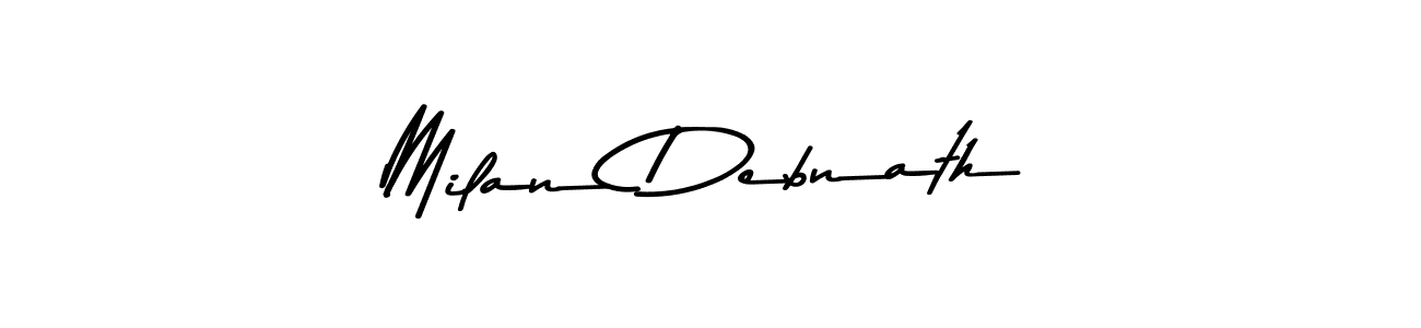 Create a beautiful signature design for name Milan Debnath. With this signature (Asem Kandis PERSONAL USE) fonts, you can make a handwritten signature for free. Milan Debnath signature style 9 images and pictures png