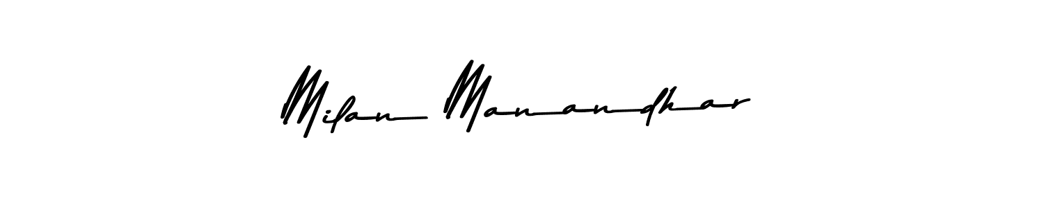 Make a beautiful signature design for name Milan Manandhar. With this signature (Asem Kandis PERSONAL USE) style, you can create a handwritten signature for free. Milan Manandhar signature style 9 images and pictures png