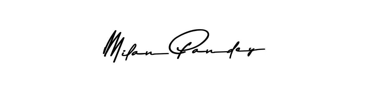 How to make Milan Pandey name signature. Use Asem Kandis PERSONAL USE style for creating short signs online. This is the latest handwritten sign. Milan Pandey signature style 9 images and pictures png