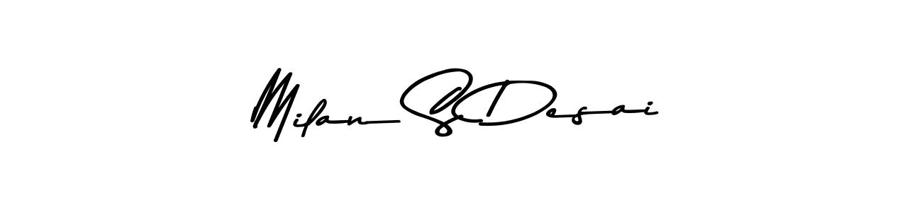 How to make Milan S Desai name signature. Use Asem Kandis PERSONAL USE style for creating short signs online. This is the latest handwritten sign. Milan S Desai signature style 9 images and pictures png