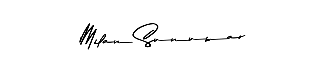 Design your own signature with our free online signature maker. With this signature software, you can create a handwritten (Asem Kandis PERSONAL USE) signature for name Milan Sunuwar. Milan Sunuwar signature style 9 images and pictures png