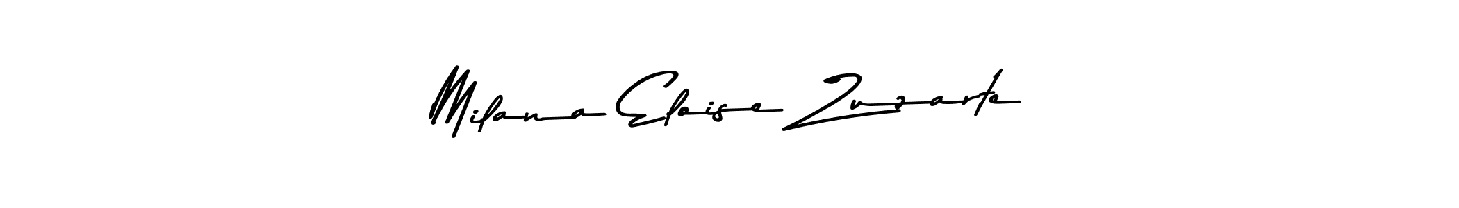 How to make Milana Eloise Zuzarte name signature. Use Asem Kandis PERSONAL USE style for creating short signs online. This is the latest handwritten sign. Milana Eloise Zuzarte signature style 9 images and pictures png