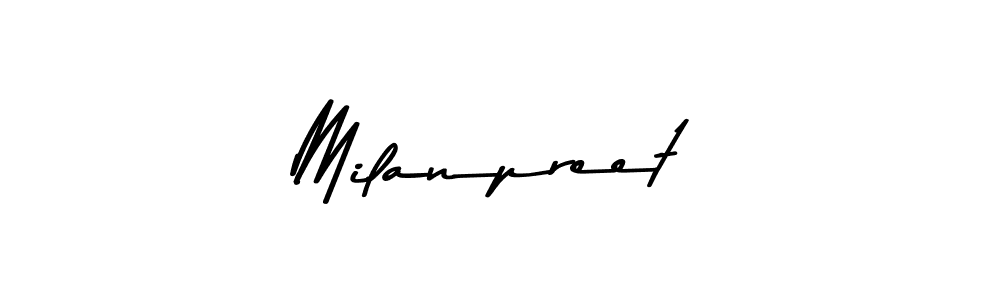 Create a beautiful signature design for name Milanpreet. With this signature (Asem Kandis PERSONAL USE) fonts, you can make a handwritten signature for free. Milanpreet signature style 9 images and pictures png