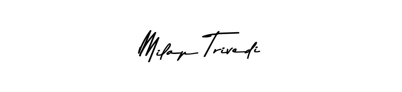 How to make Milap Trivedi name signature. Use Asem Kandis PERSONAL USE style for creating short signs online. This is the latest handwritten sign. Milap Trivedi signature style 9 images and pictures png