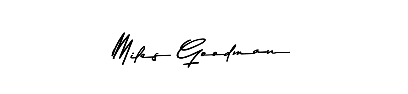 Create a beautiful signature design for name Miles Goodman. With this signature (Asem Kandis PERSONAL USE) fonts, you can make a handwritten signature for free. Miles Goodman signature style 9 images and pictures png