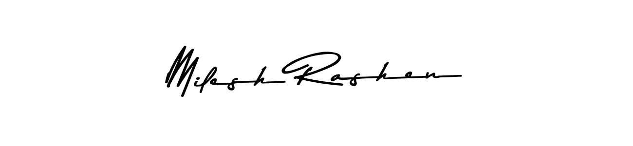 How to make Milesh Rashen name signature. Use Asem Kandis PERSONAL USE style for creating short signs online. This is the latest handwritten sign. Milesh Rashen signature style 9 images and pictures png