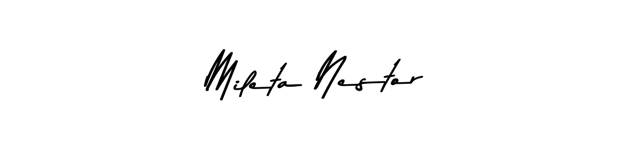 You should practise on your own different ways (Asem Kandis PERSONAL USE) to write your name (Mileta Nestor) in signature. don't let someone else do it for you. Mileta Nestor signature style 9 images and pictures png