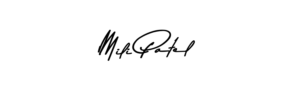 Create a beautiful signature design for name Mili Patel. With this signature (Asem Kandis PERSONAL USE) fonts, you can make a handwritten signature for free. Mili Patel signature style 9 images and pictures png