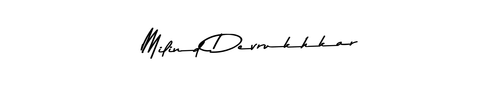 Make a beautiful signature design for name Milind Devrukhkar. With this signature (Asem Kandis PERSONAL USE) style, you can create a handwritten signature for free. Milind Devrukhkar signature style 9 images and pictures png