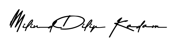 The Asem Kandis PERSONAL USE font gives name Milind Dilip Kadam a signature that looks effortless yet distinguished. Download high-res PNG instantly. Milind Dilip Kadam signature style 9 images and pictures png